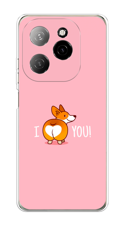 

Чехол на Tecno Spark 20 Pro 5G "Корги I love you", Розовый;коричневый;белый, 305750-1