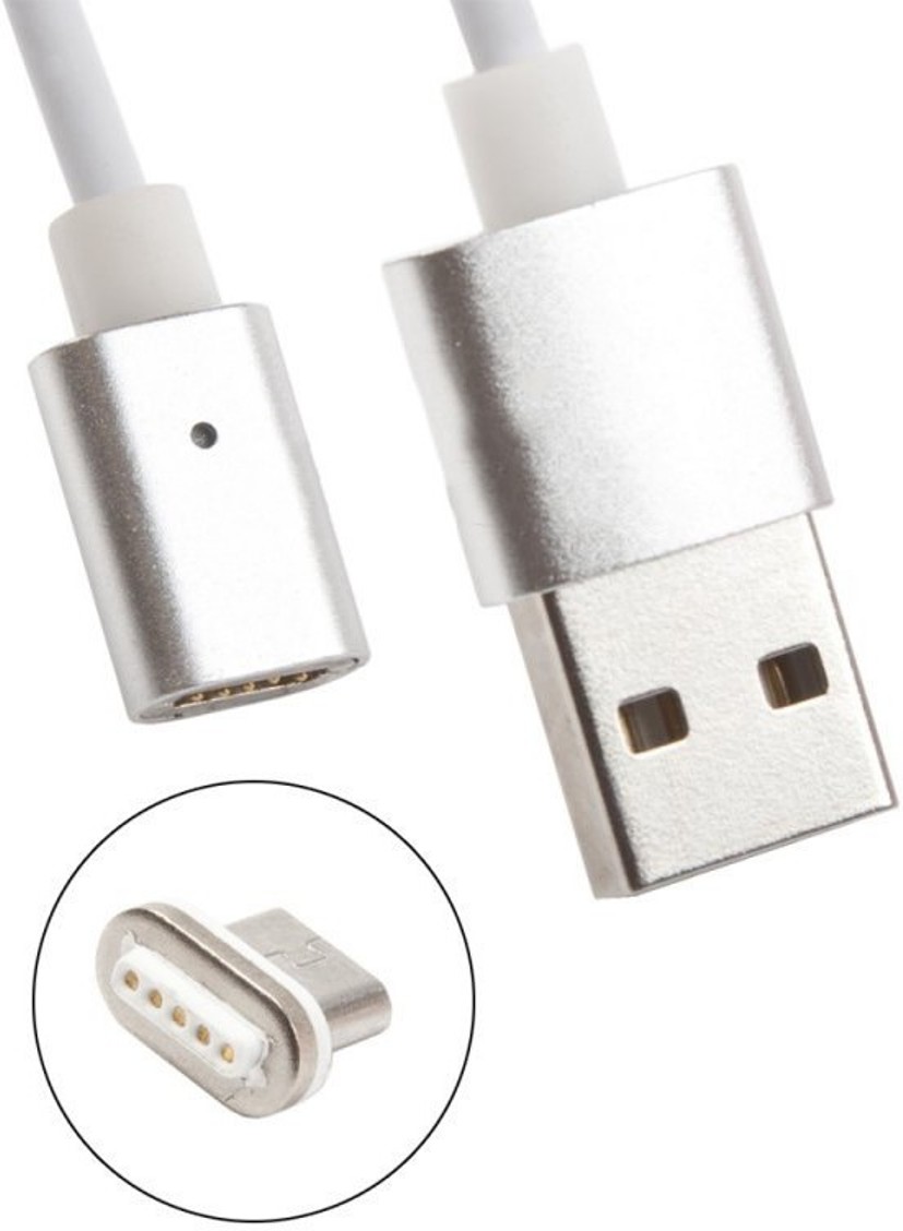 

Дата-кабель Charge&Sync Magnetic Cable USB - Micro USB 2.4А, 1 м, белый