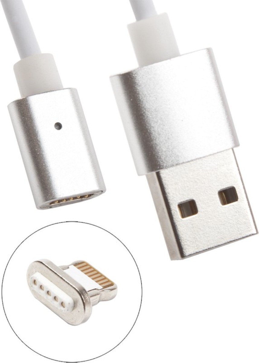 

Дата-кабель Charge&Sync Magnetic Cable USB - Lightning 8 pin 2.4А, 1 м, белый