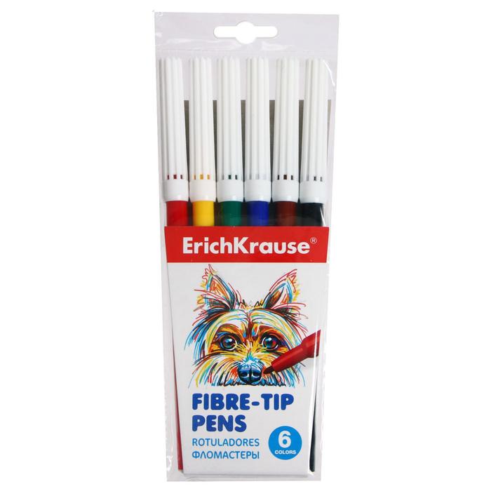 Фломастеры 6 цветов, ErichKrause Easy Washable, блистер, суперсмываемые, ультраяркие цвета