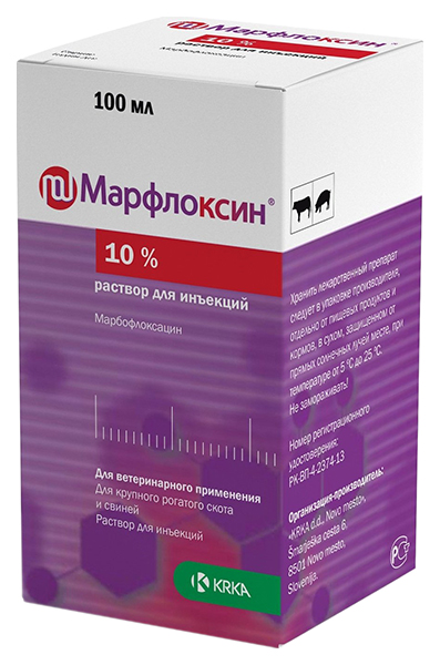 

Раствор для инъекций KRKA Марфлоксин 10%, 100 мл