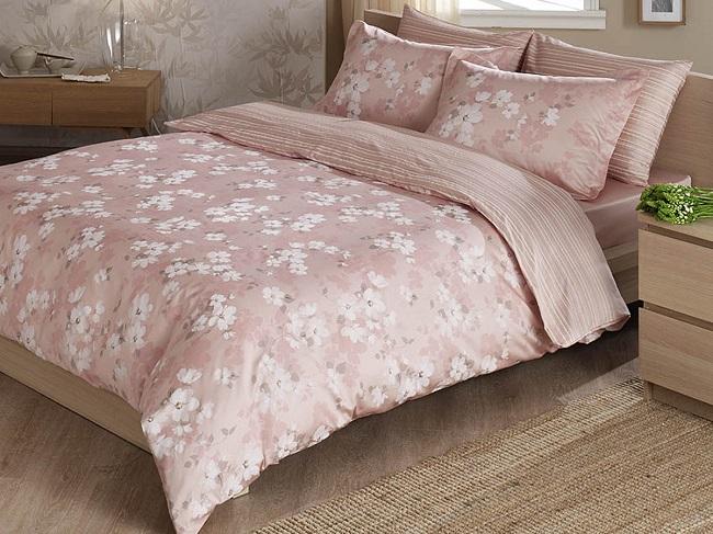 фото Tac постельное белье из люксового сатина tac delux elegance shadow светло-розовое семейное