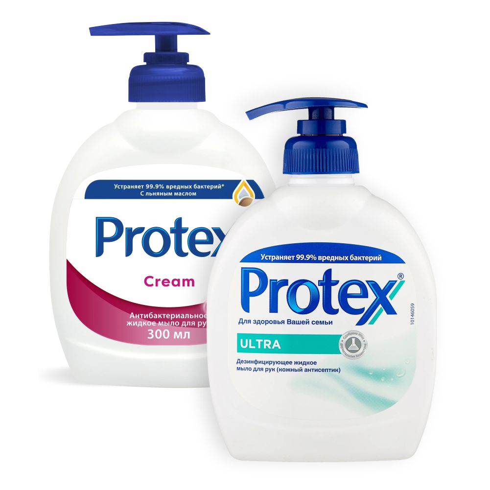 Набор жидкого мыла Protex Cream + Ultra по 300 мл комплект антибактериальное жидкое мыло protex ultra 300 мл х 2 шт