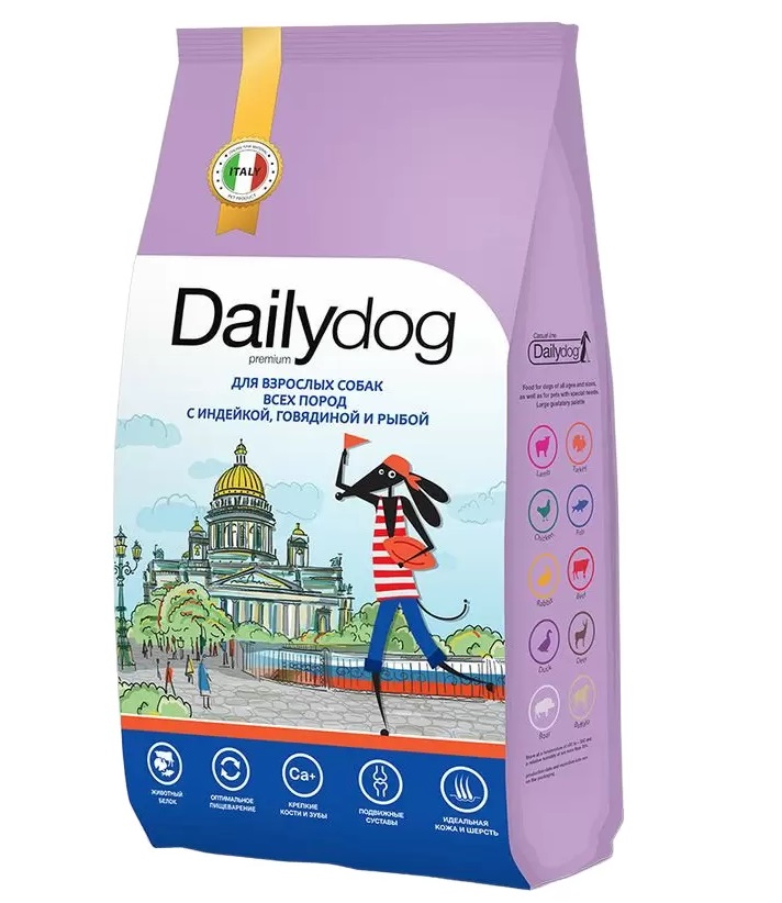 фото Сухой корм для собак dailydog casual с индейкой, говядиной и рыбой, 20 кг