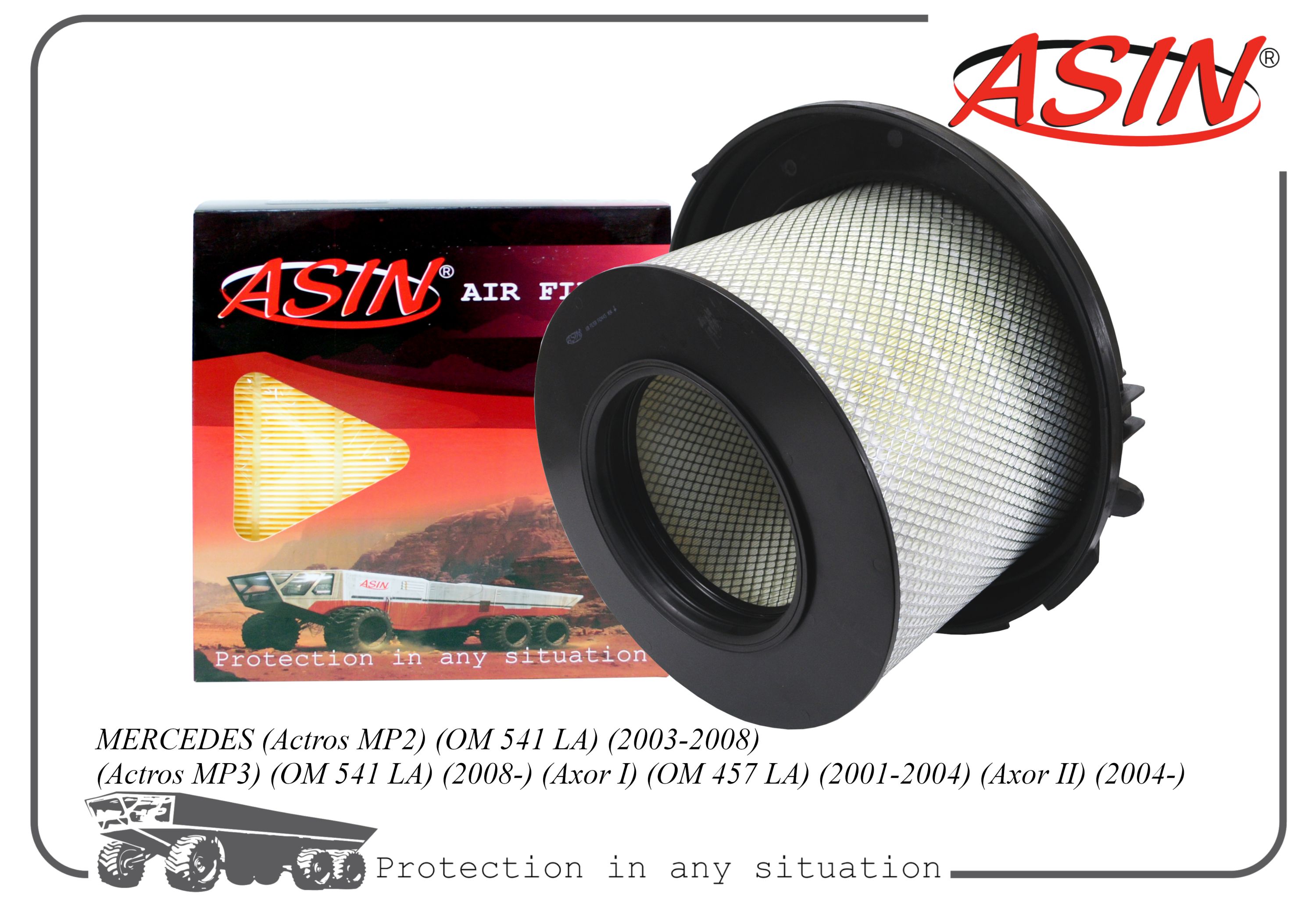 

Фильтр воздушный ASIN A0040942404/ASIN.FA3445 ASIN MERCEDES Actros MP2 OM 541 LA 2003-2008