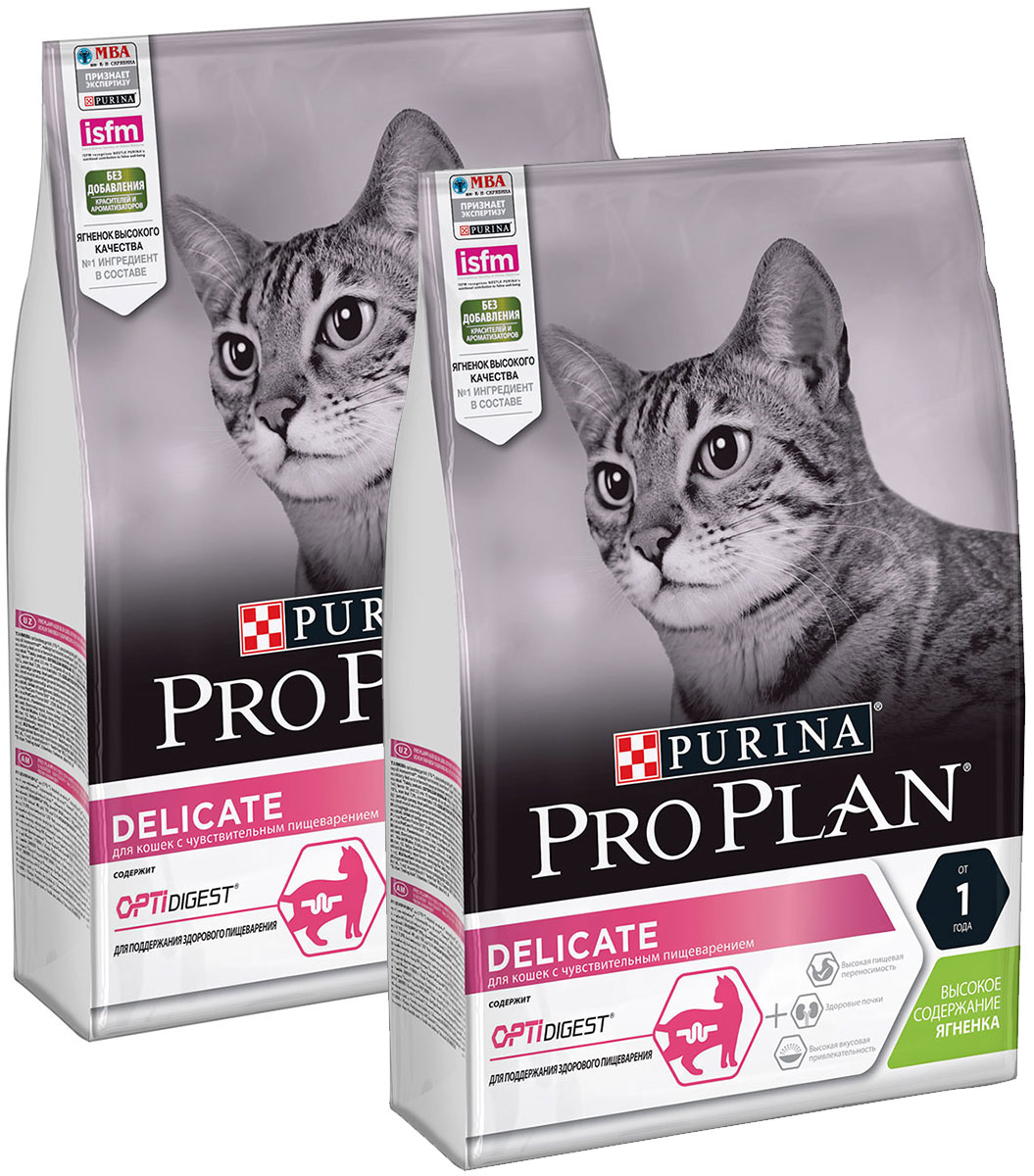 

PRO PLAN PRO PLAN CAT DELICATE LAMB для взрослых кошек с чувствительным пищеварением с ягн