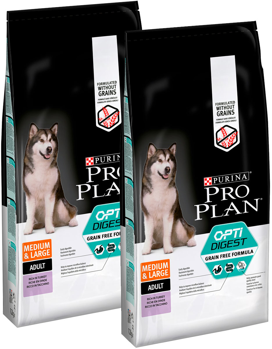 

PRO PLAN PRO PLAN ADULT DOG OPTIDIGEST GRAIN-FREE MEDIUM & LARGE беззерновой для взрослых