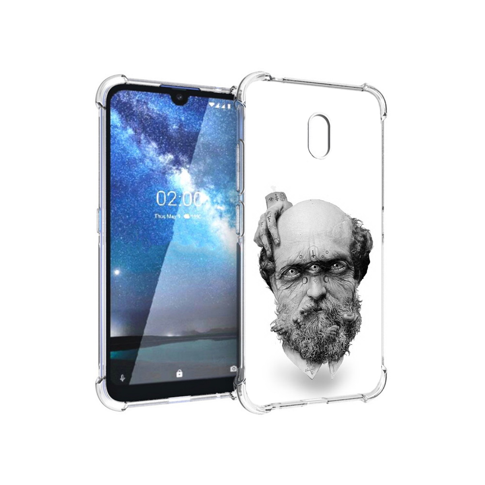 

Чехол MyPads Tocco для Nokia 2.2 страшный бородатый мужчина абстракция (PT134721.103.630), Прозрачный, Tocco
