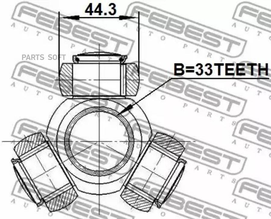 

Трипоид 33x44.3 Nissan X-Trail T31 200­7-2013 Febest 0216-J10