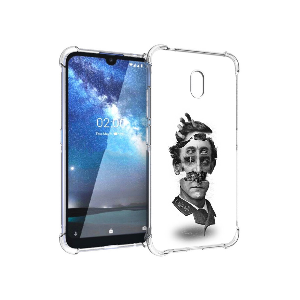 

Чехол MyPads Tocco для Nokia 2.2 страшное лицо абстракция (PT134721.103.628), Прозрачный, Tocco