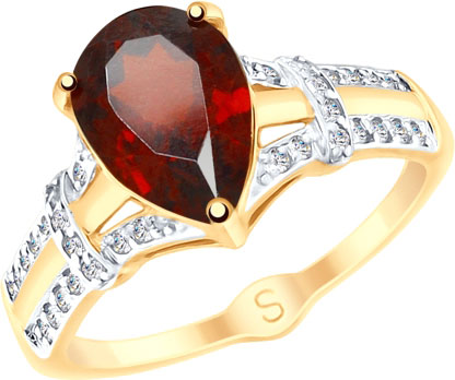 Кольцо из красного золота р. 17,5 AllTime 715103_s, гранат\фианит