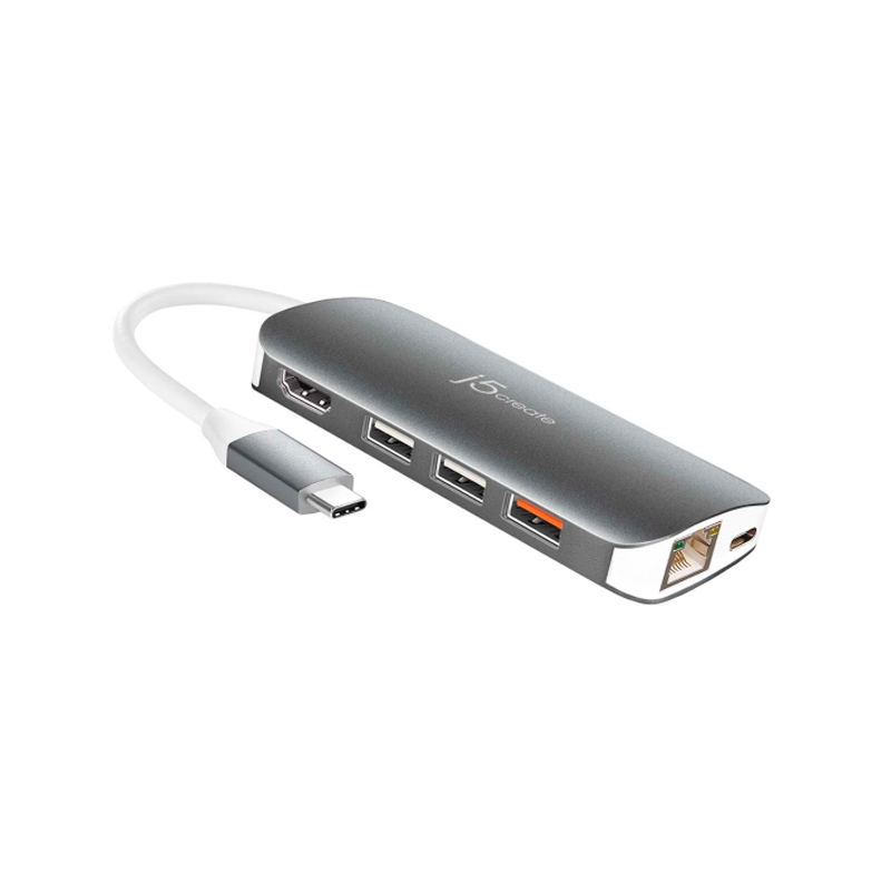 Адаптер j5create USB-C HDMI Ethernet USB Type-A 3.1 PD 3.0(JCD383)