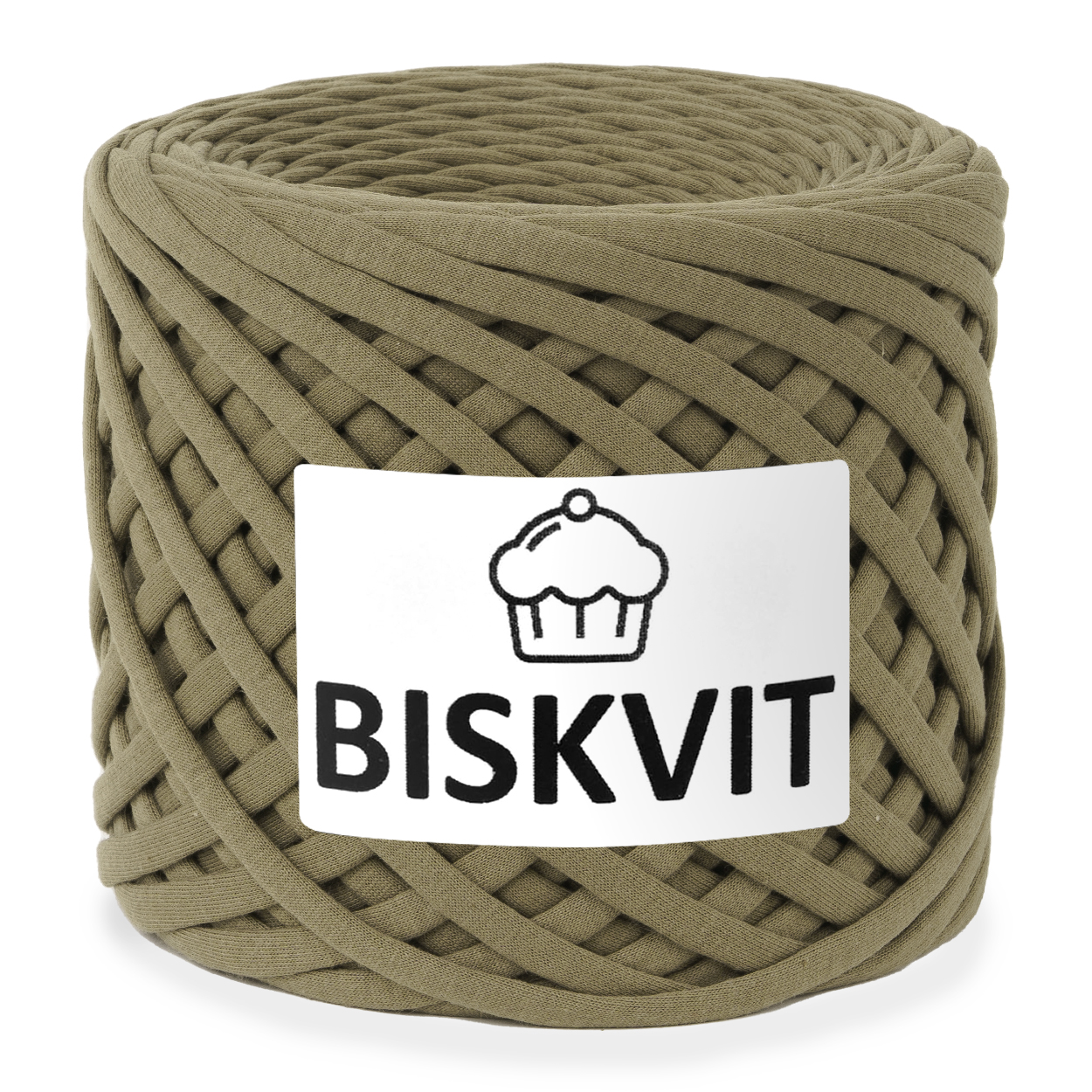 Трикотажная пряжа для вязания BISKVIT Шалфей, 100% хлопок, 7-9мм, 100м