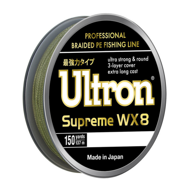 

Плетеный шнур ULTRON WX8 Supreme 0.33 мм, 32,0 кг, 137м, хаки, Зеленый