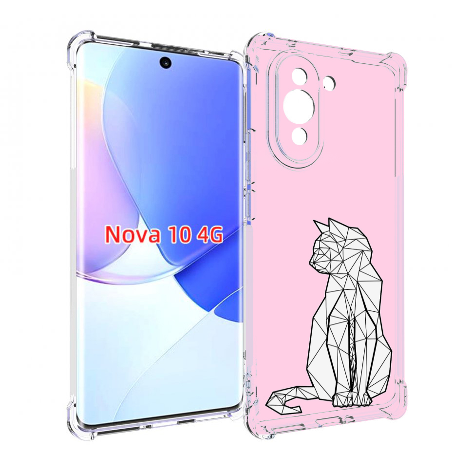 

Чехол MyPads белый котик с гранями для Huawei Nova 10, Прозрачный, Tocco