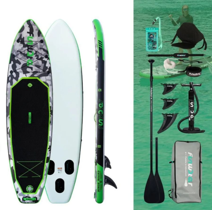 

SUP board FunWater HONOR RED 11" 3 плавника полный комплект, Разноцветный