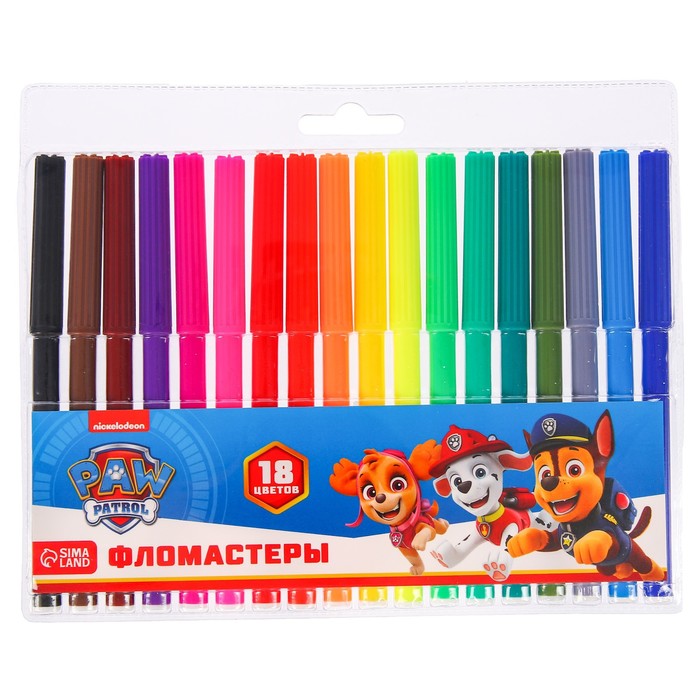 

Фломастеры, 18 цветов, PAW PATROL, Разноцветный, Щенячий патруль