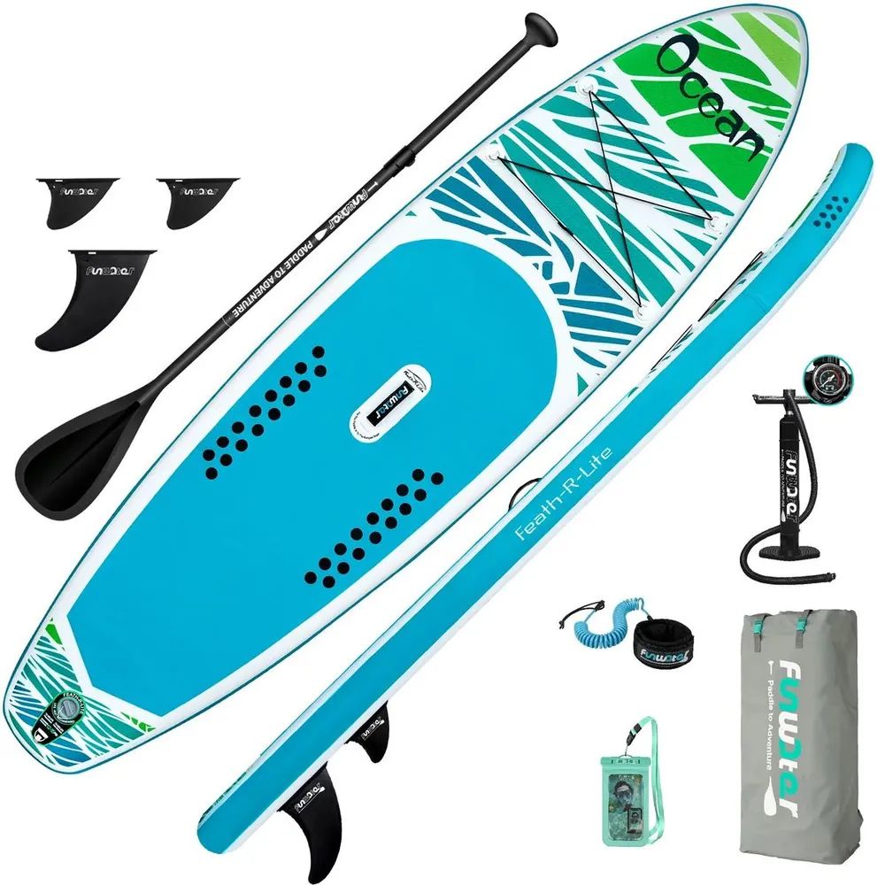 Надувной Сап board для серфинга 320*82*15 Ocean 10'6 бело-голубой / Прогулочная SUP доска