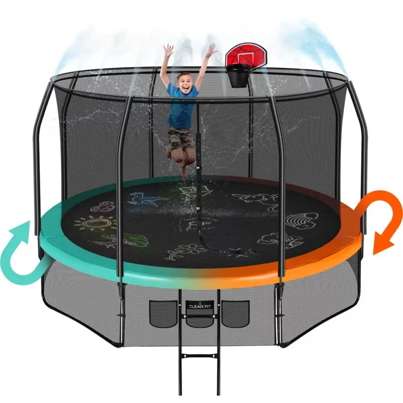 

Батут Clear Fit FamilyHop с сеткой и лестницей 427 см, зеленый/оранжевый, FamilyHop