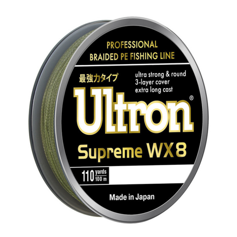 Плетеный шнур ULTRON WX8 Supreme 0.12 мм, 10,0 кг, 100м, хаки