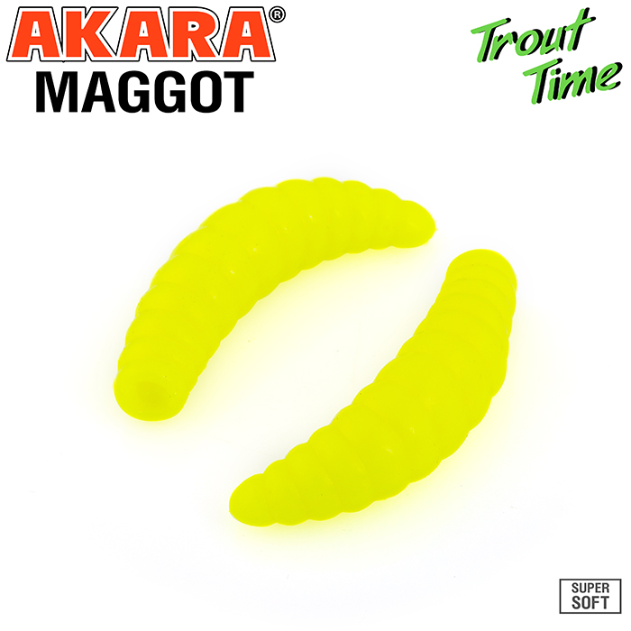 

Приманка силиконовая (мягкая) AKARA TROUT TIME MAGGOT сыр (MG1/6-04Y-CH-F10/1,6"/04Y), Желтый