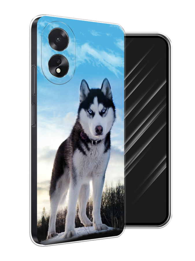 

Чехол Awog на Oppo A18 "Хаски 3", Белый;черный;голубой, 2515450-1