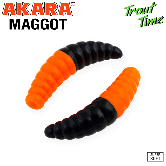 

Приманка силиконовая (мягкая) AKARA TROUT TIME MAGGOT сыр (MG1/6-99T-CH-F10/1,6"/99T), Оранжевый;черный