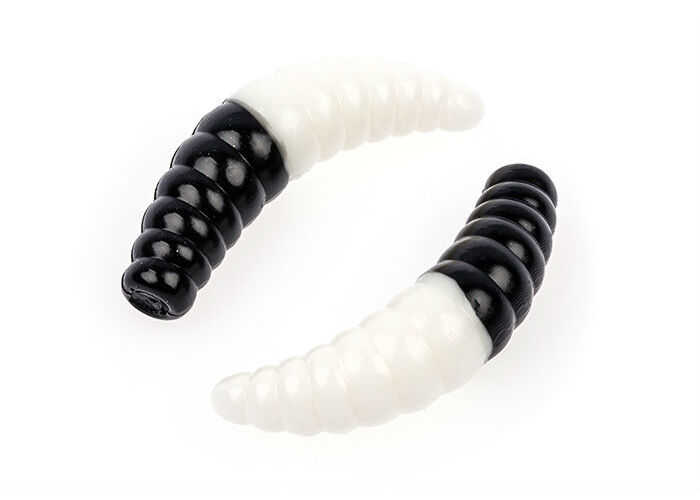 

Приманка силиконовая (мягкая) AKARA TROUT TIME MAGGOT сыр (MG1/6-456-CH-F10/1,6"/456), Белый;черный