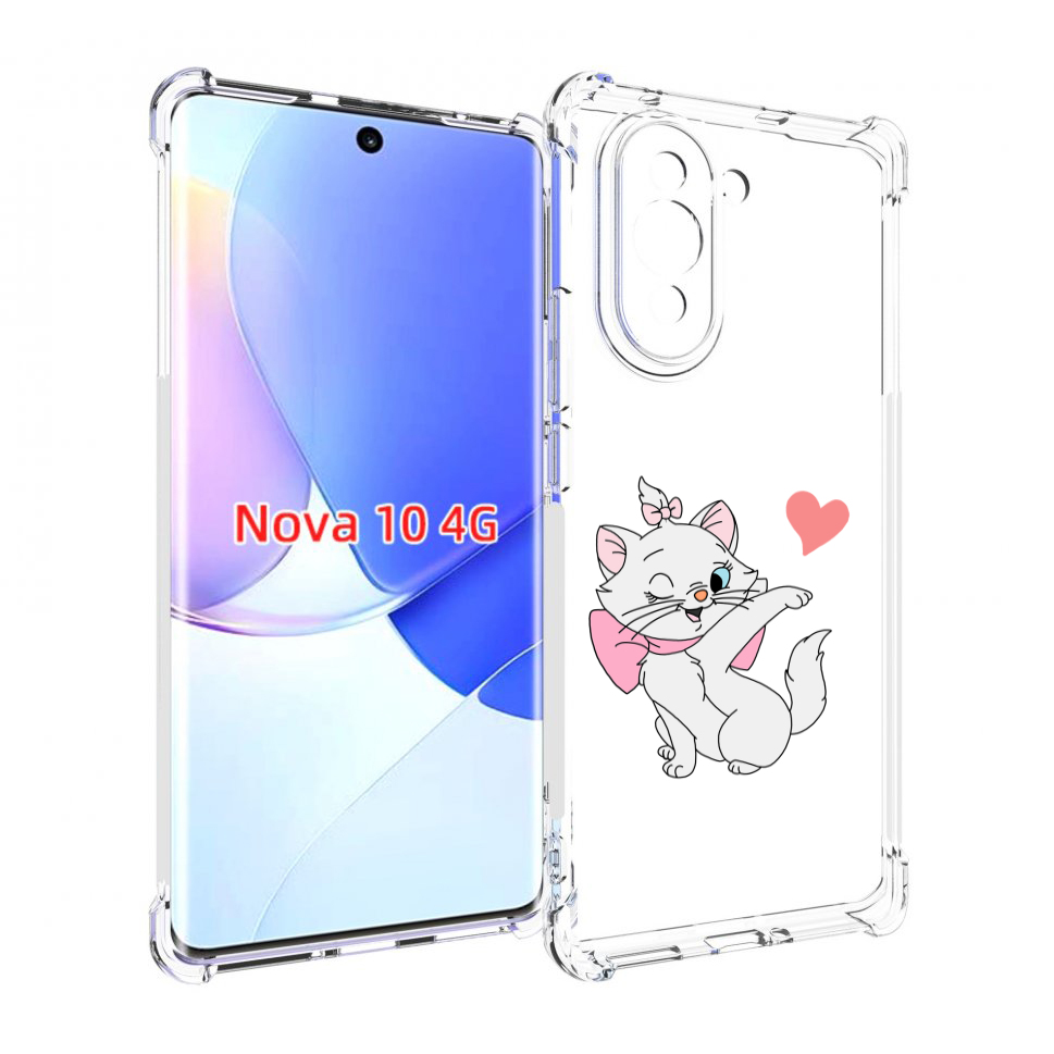

Чехол MyPads белая-кошечка-с-сердечком женский для Huawei Nova 10, Прозрачный, Tocco