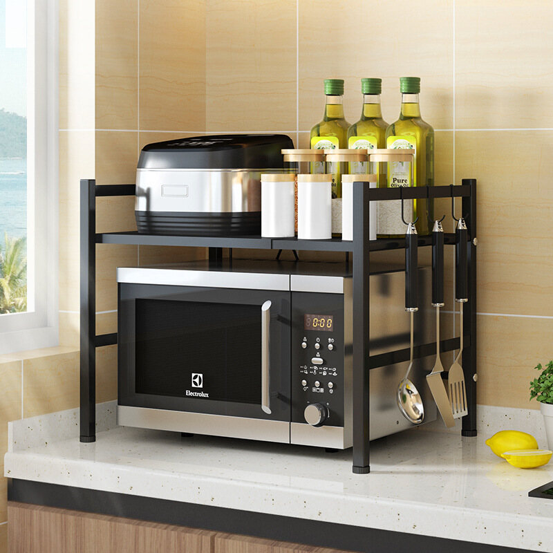 

Полка для микроволновой печи SV Home, раздвижная 37-62см, Черная, Черный, Черная