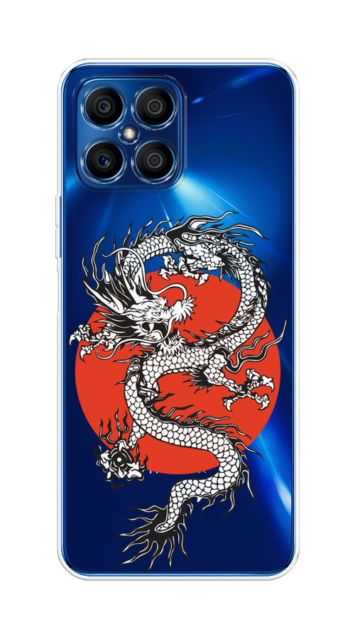 

Чехол на Honor X8 "Восходящий дракон", Белый;черный;красный, 6107650-1