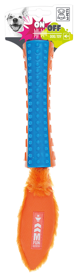 Игрушка для собак M-Pets палка-пищалка с хвостом, голубая, оранжевая