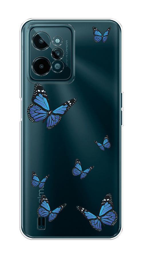 

Чехол на Realme C31 "Blue butterflies", Синий;черный, 259350-1