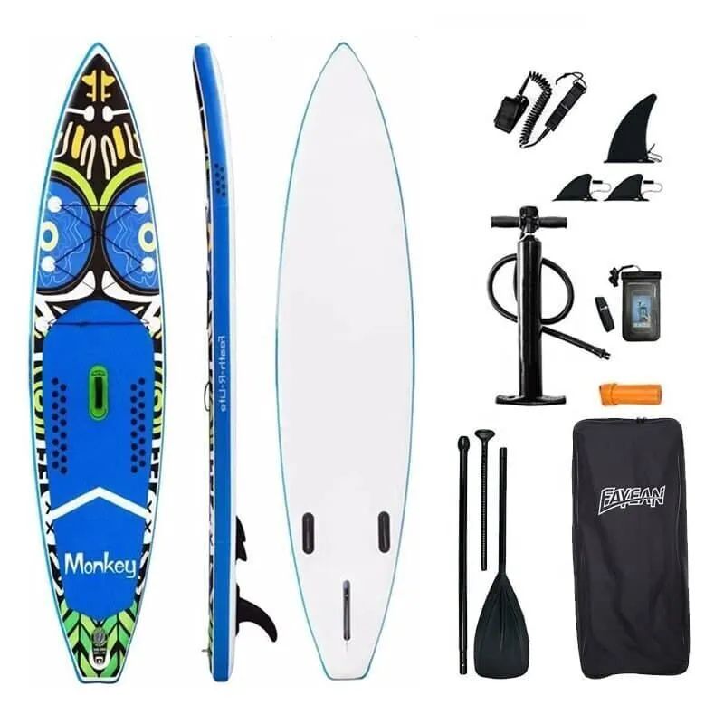SUP board надувной для серфинга с веслом 335 см FunWater Monkey 11 3 плавника / Устойчивая