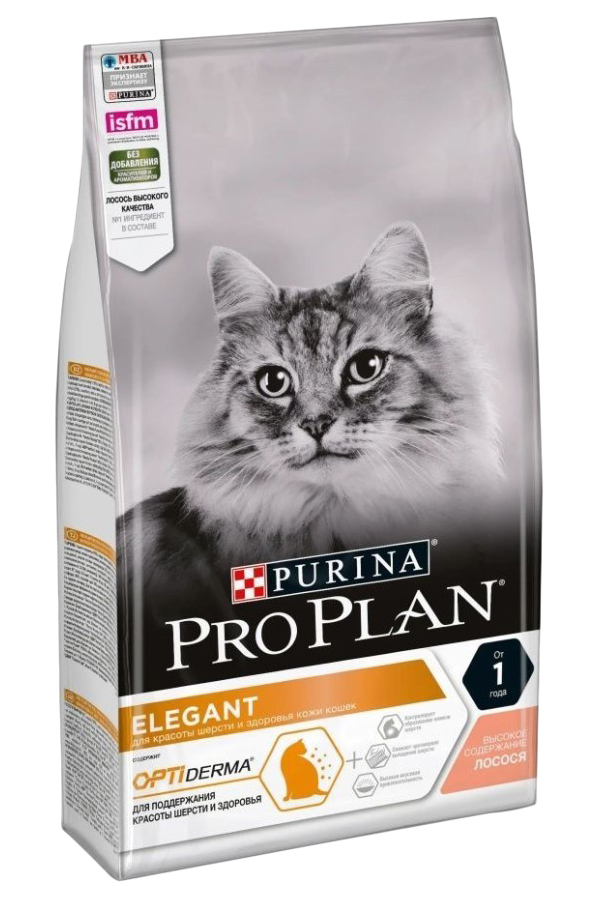 

Сухой корм для кошек Purina Pro Plan Elegant, красивая шерсть, лосось, 1,5 кг