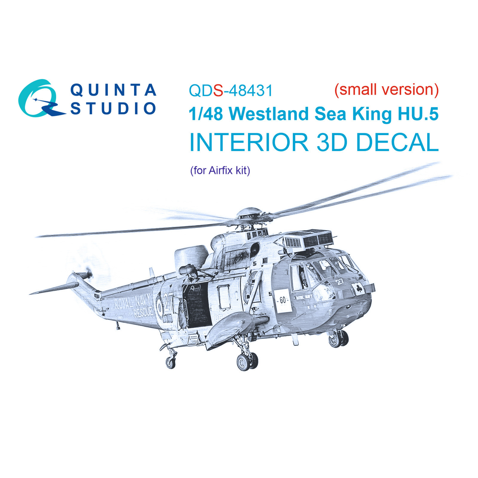 

3D Декаль Quinta Studio 1/48 интерьера кабины Westland Sea King HU.5 Airfix QDS-48431, Однотонный