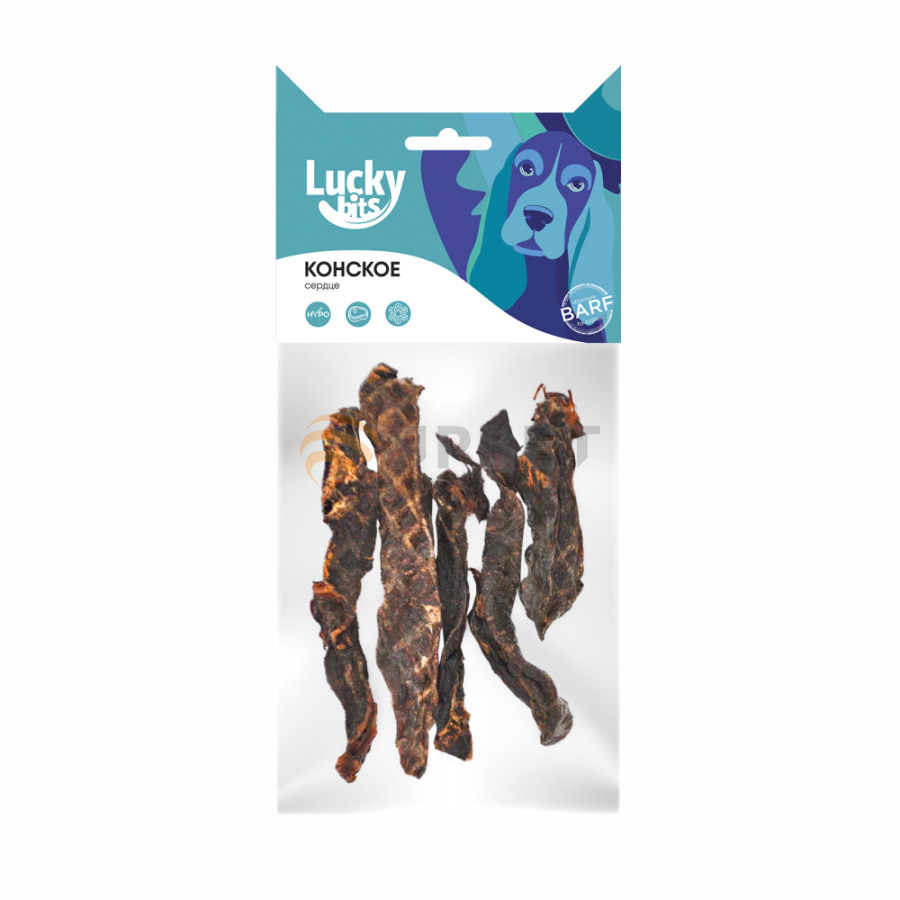 фото Лакомство для собак lucky bits конское сердце, 40 г