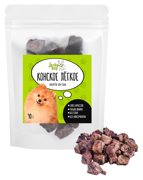 

Лакомство для собак Lucky bits Конское легкое, 9 шт по 40 г