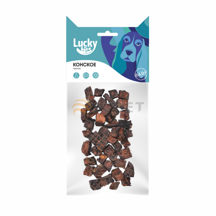 фото Лакомство для собак lucky bits конское легкое, 40 г