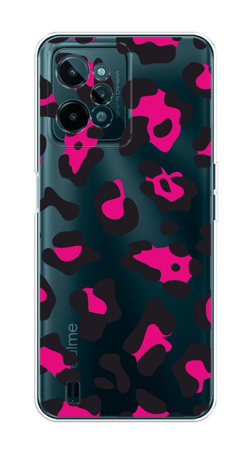 

Чехол на Realme C31 "Pink cow spots", Черный;розовый, 259350-1