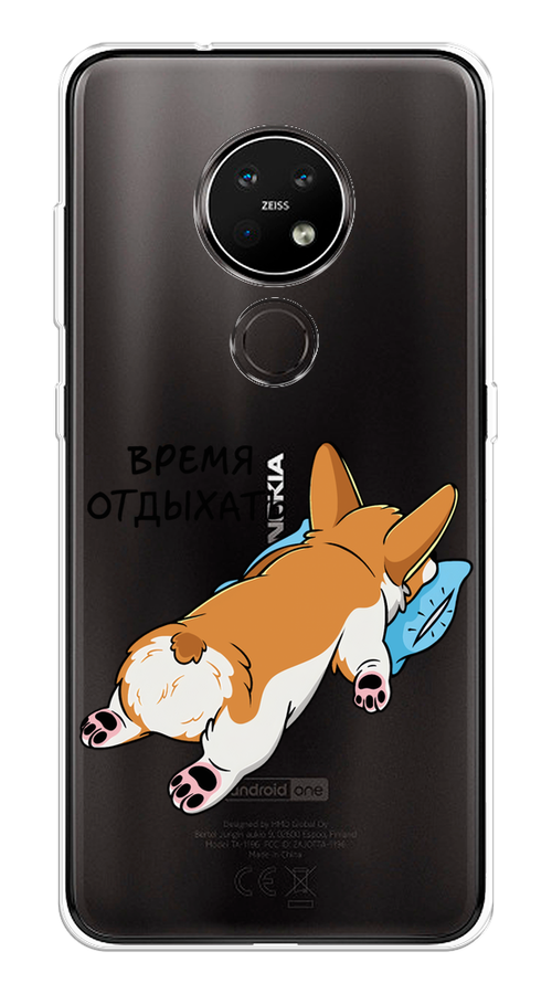 

Чехол на Nokia 7.2 "Корги отдыхает", Черный;коричневый;голубой, 123150-1