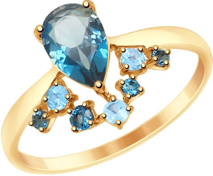 Кольцо из красного золота р. 17 AllTime 715028_s, топаз