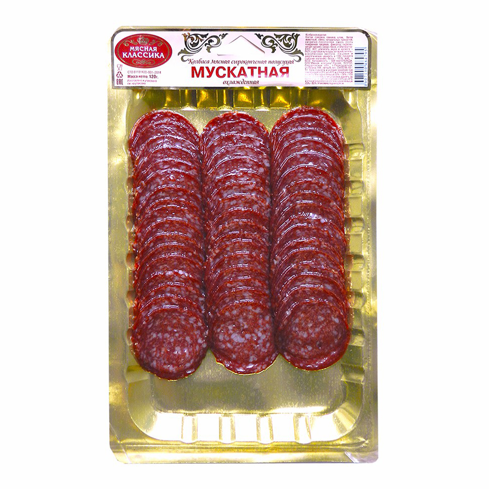 

Колбаса Мясная классика Мускатная сырокопченая нарезка 120 г