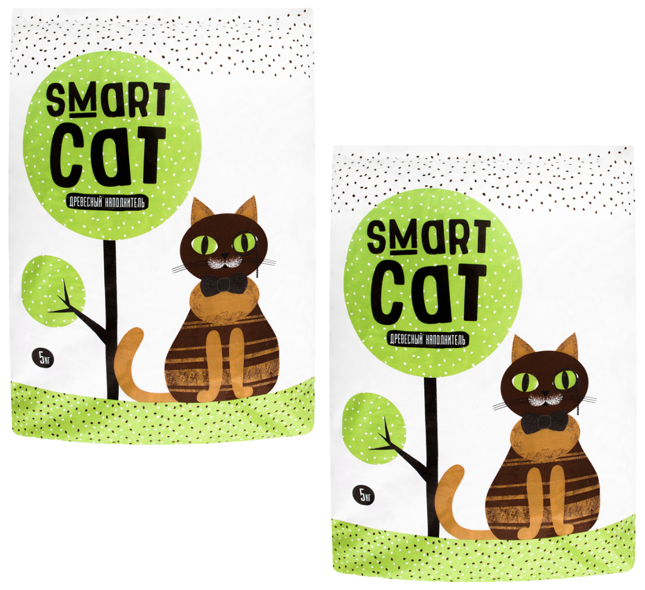

Наполнитель для туалета кошек Smart Cat древесный, 2 шт по 5 кг