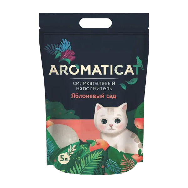 Наполнитель для туалета кошек Aromaticat Яблоневый Сад силикагелевый, 2 шт по 5 л