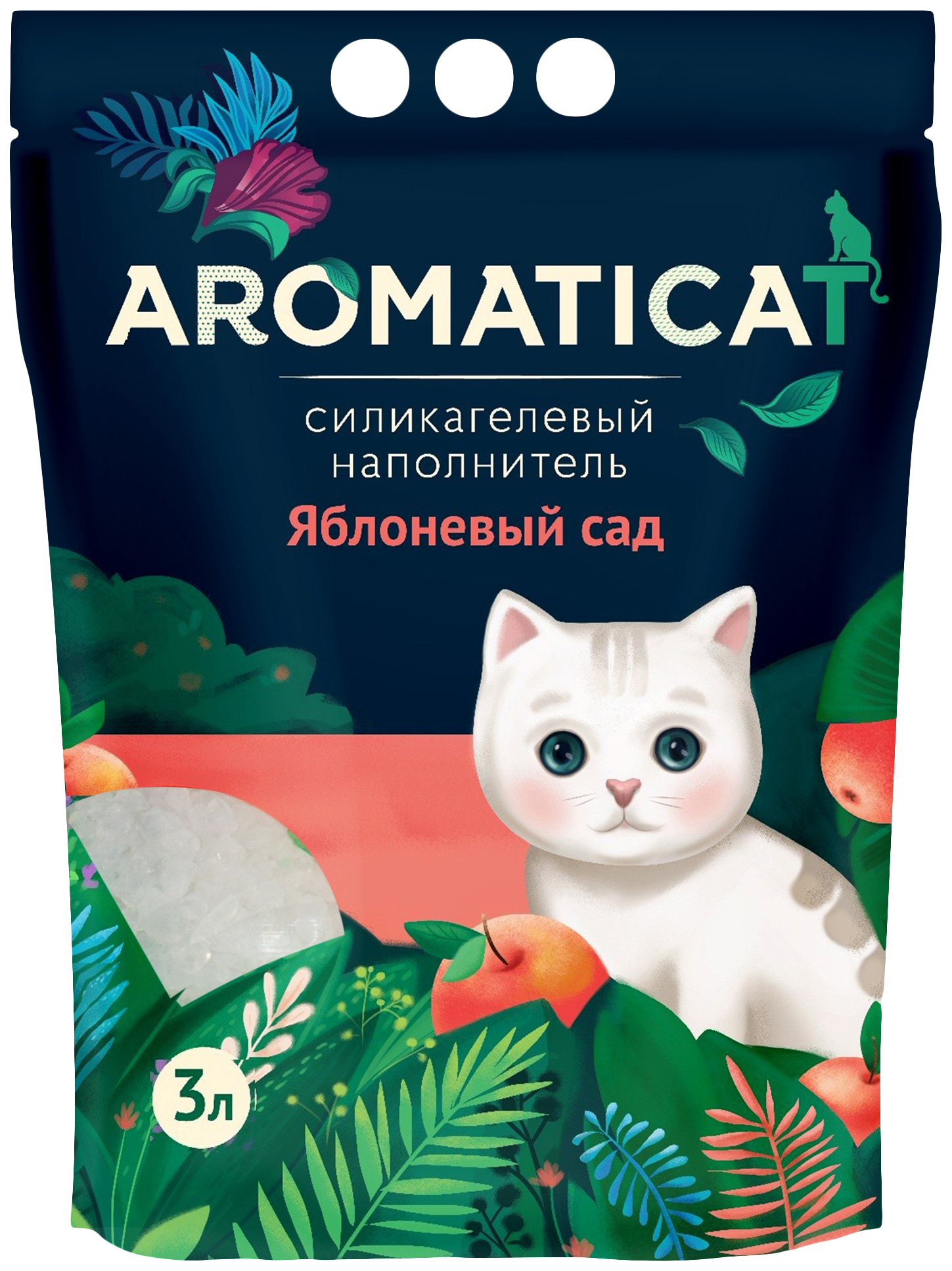 

Наполнитель туалетов для кошек Aromaticat Яблоневый сад, силикагелевый, 3 л, 4 шт