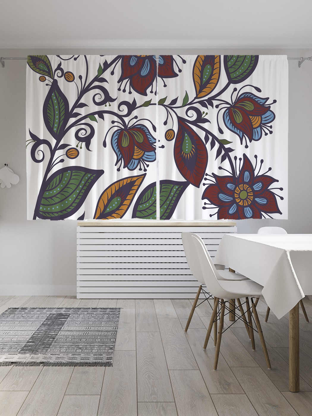 фото Классические шторы joyarty "турецкие цветы", серия oxford delux, 2 полотна 145x180 см