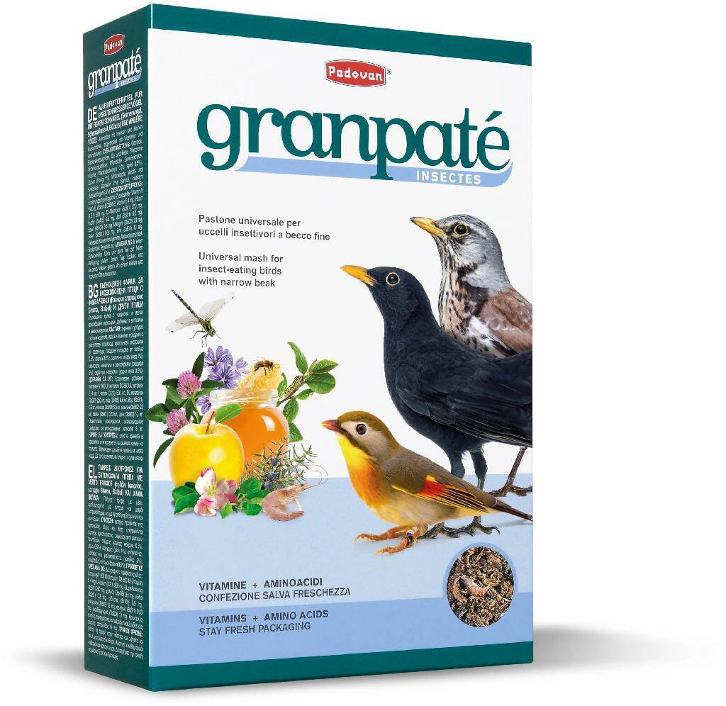 Сухой корм для птиц PADOVAN GRANPATEE INSECTES с насекомыми, 4шт по 1кг
