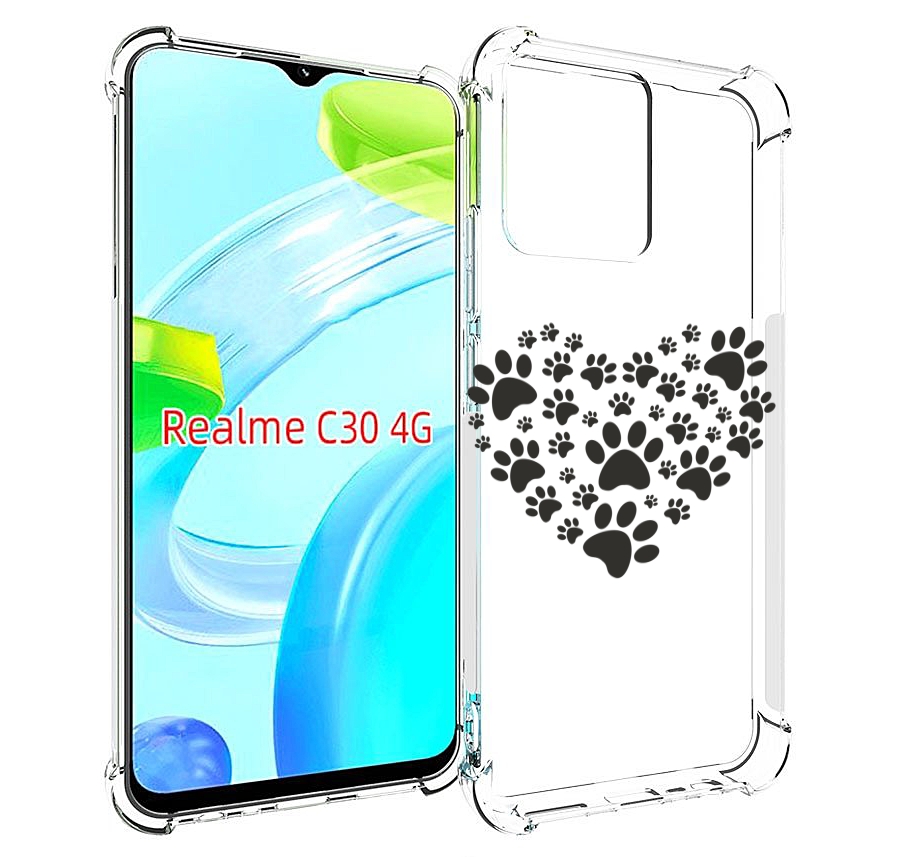 

Чехол MyPads следы-в-сердечке для Realme C30 4G / Narzo 50i Prime, Прозрачный, Tocco