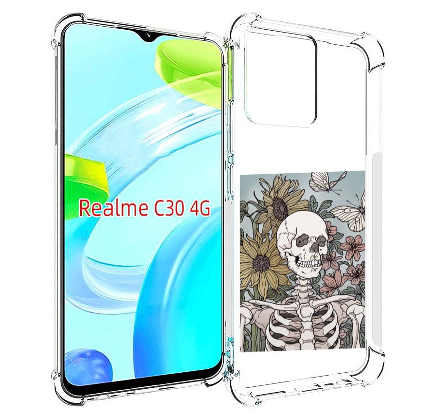 

Чехол MyPads скелетик с подсолнухами для Realme C30 4G / Narzo 50i Prime, Прозрачный, Tocco